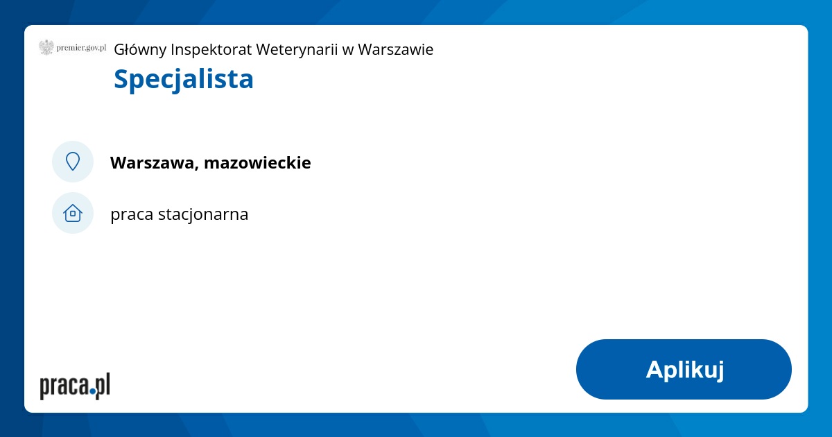 Archiwalna Oferta Nr Specjalista Warszawa G Wny Inspektorat