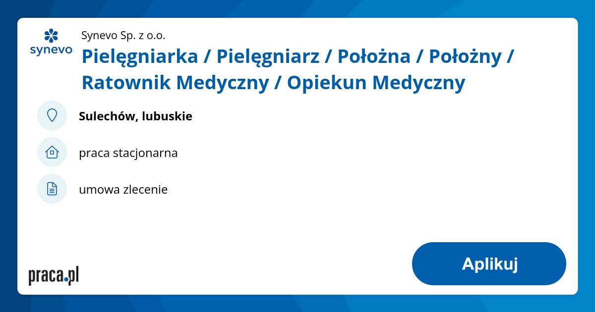 Praca Piel Gniarka Piel Gniarz Po O Na Po O Ny Ratownik