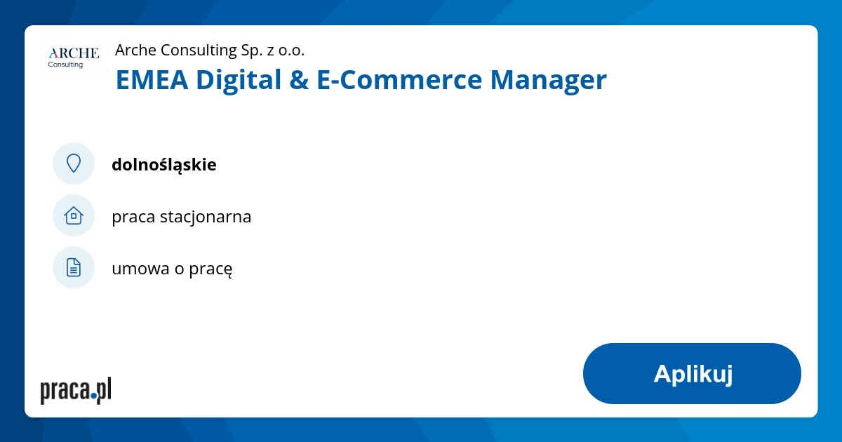 Archiwalna oferta nr 5060322 EMEA Digital E Commerce Manager