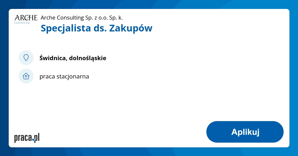 Archiwalna oferta nr 606442 Specjalista ds. Zakup w widnica