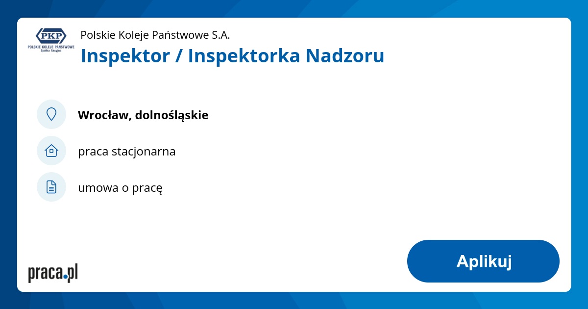 Archiwalna Oferta Nr 8571792, Inspektor / Inspektorka Nadzoru, Wrocław ...