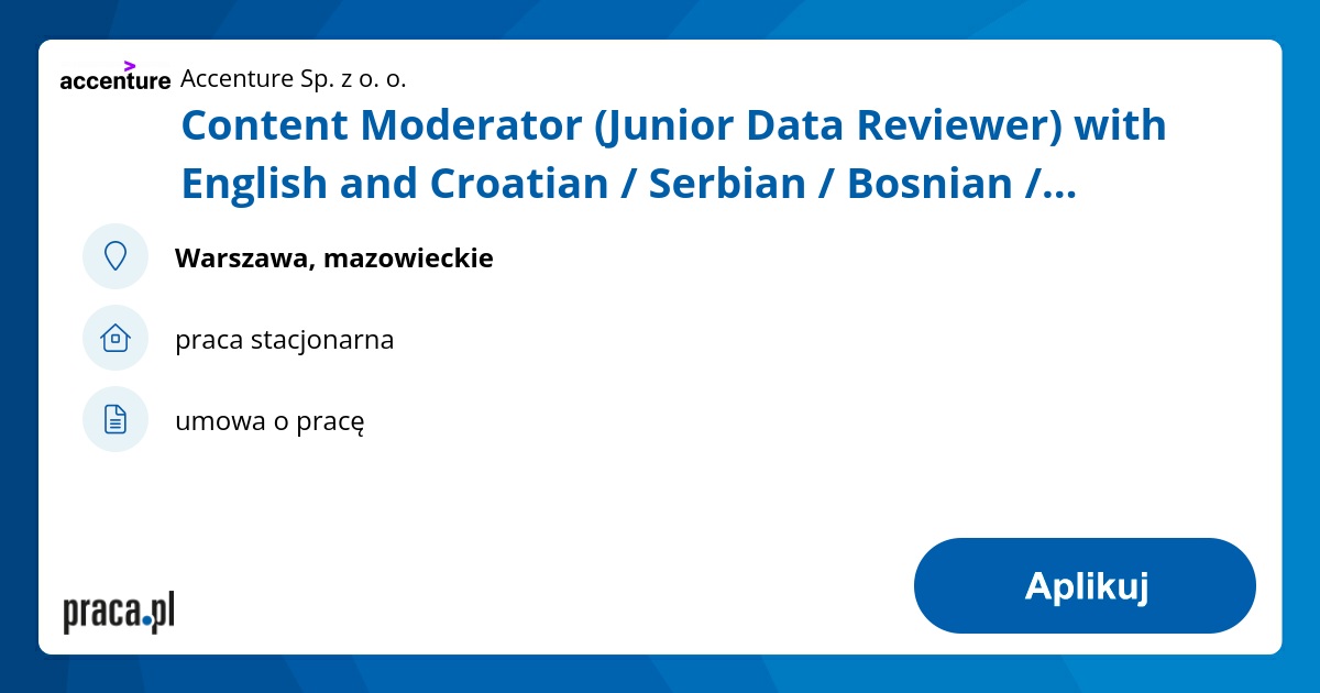 Content Moderator (Junior Data Reviewer) with English and Croatian / Serbian / Bosnian / Macedonian