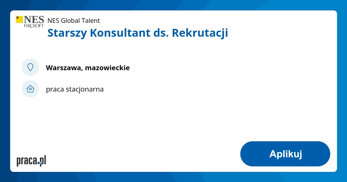 Starszy Konsultant ds. Rekrutacji