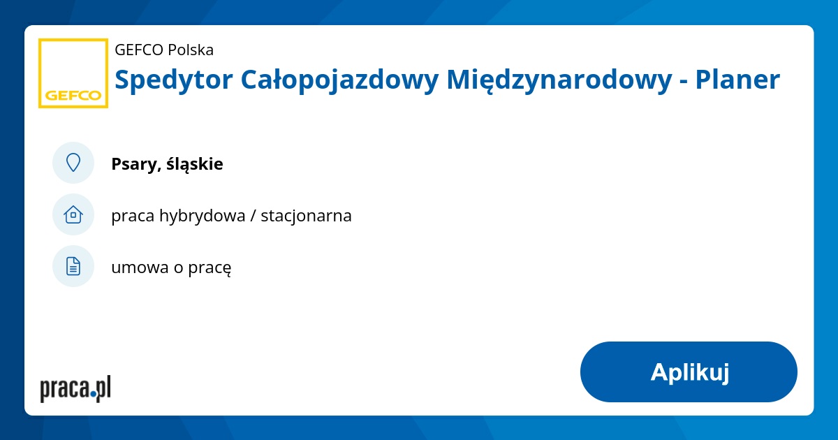 Archiwalna Oferta Nr 8798263, Spedytor Całopojazdowy Międzynarodowy ...