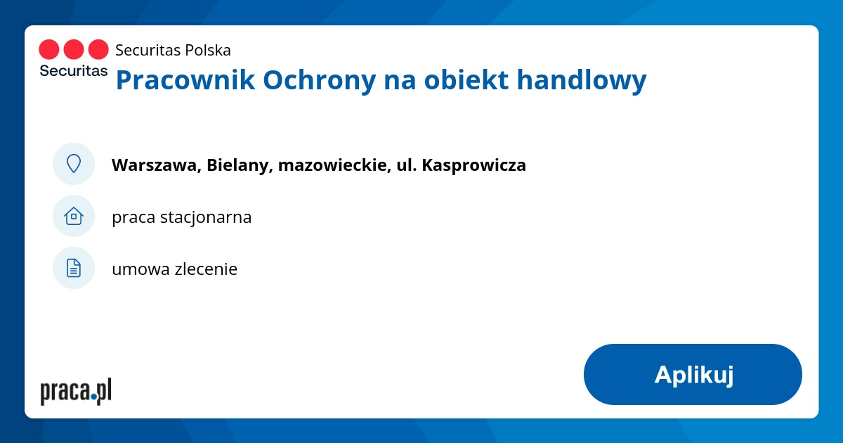 Archiwalna Oferta Nr 8806747, Pracownik Ochrony Na Obiekt Handlowy ...