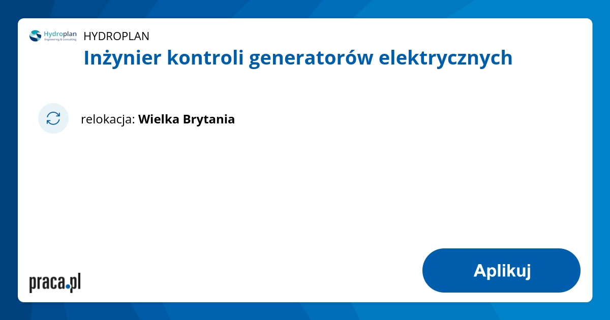 Inżynier kontroli generatorów elektrycznych