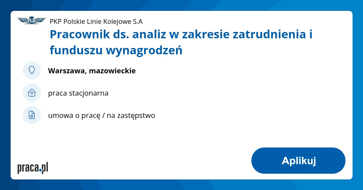 Pracownik ds. analiz w zakresie zatrudnienia i funduszu wynagrodzeń