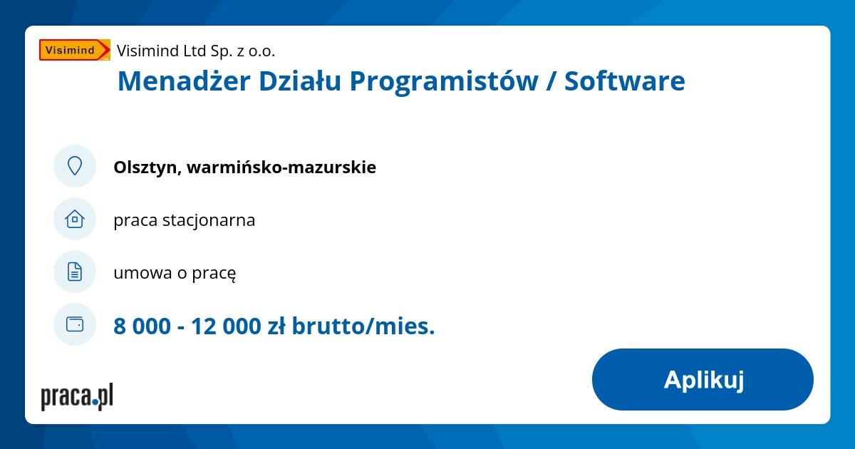 Menadżer Działu Programistów / Software