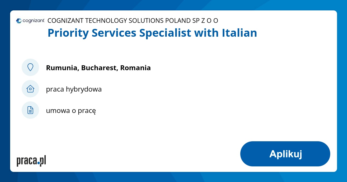 Priority Services Specialist with Italian