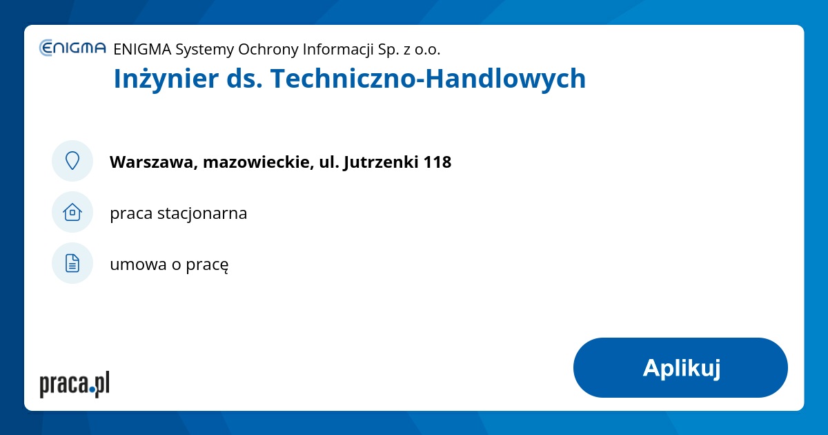 Inżynier ds. Techniczno-Handlowych