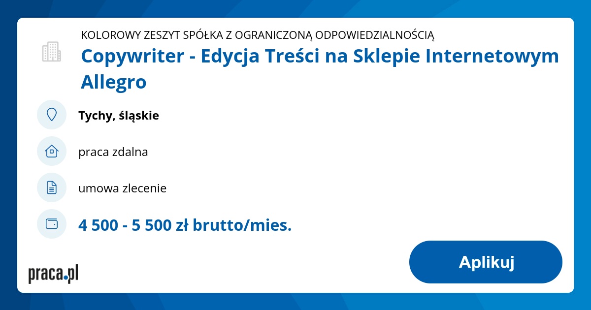 Copywriter - Edycja Treści na Sklepie Internetowym Allegro