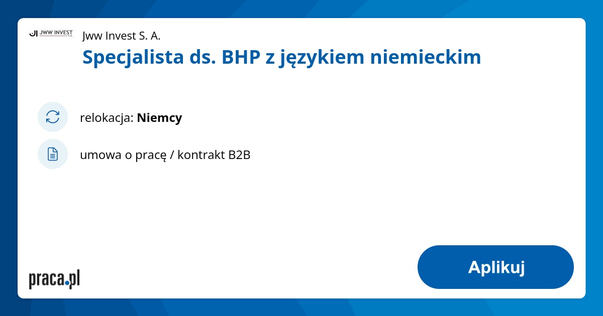 Specjalista ds. BHP z językiem niemieckim