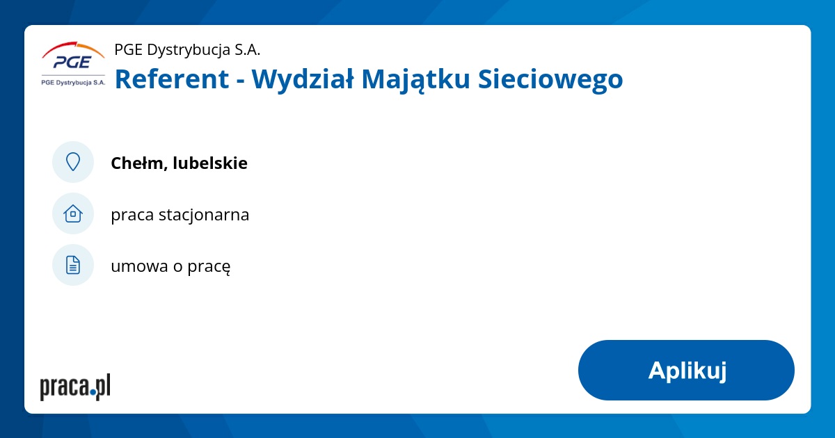 Referent - Wydział Majątku Sieciowego