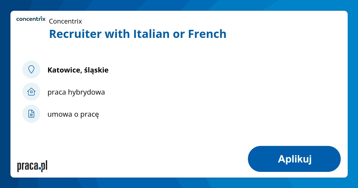 Recruiter with Italian or French