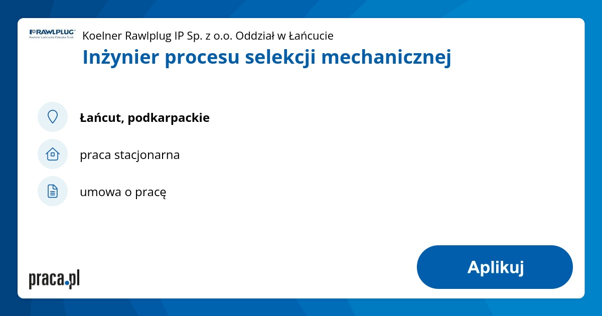 Inżynier procesu selekcji mechanicznej