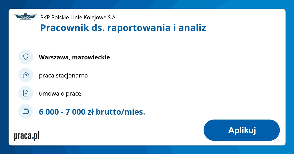 Pracownik ds. raportowania i analiz