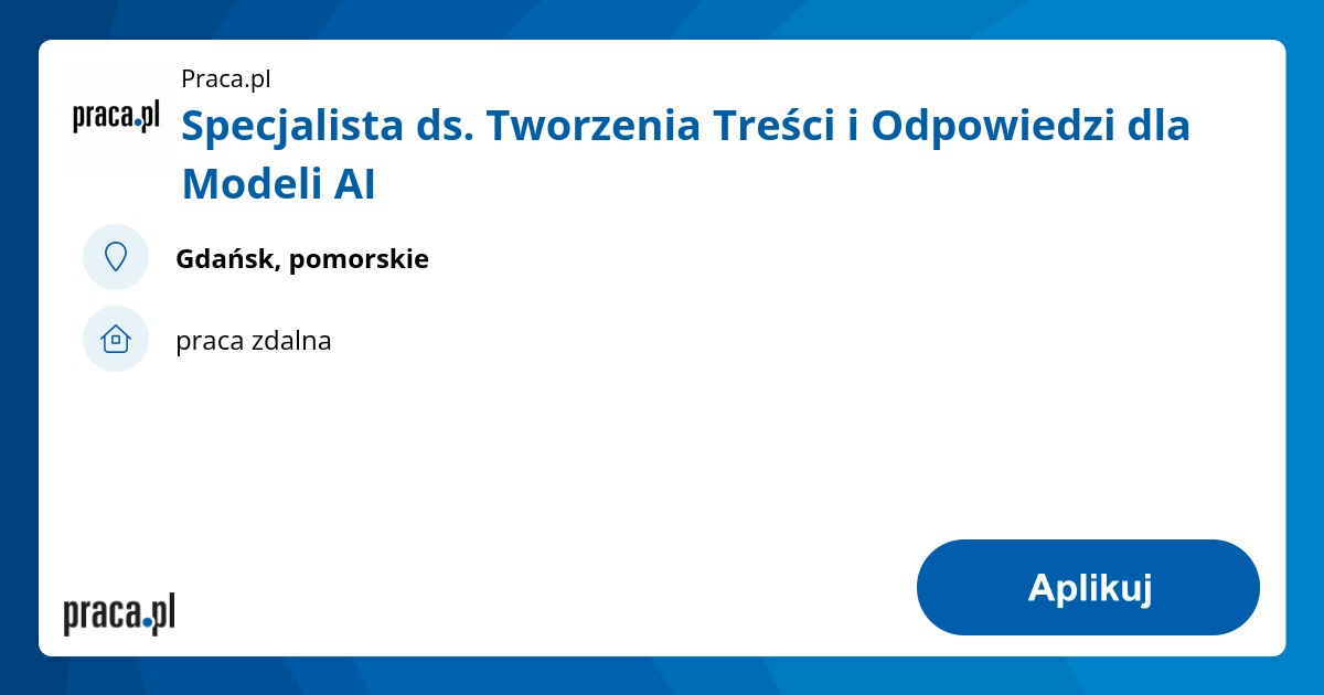 Specjalista ds. Tworzenia Treści i Odpowiedzi dla Modeli AI