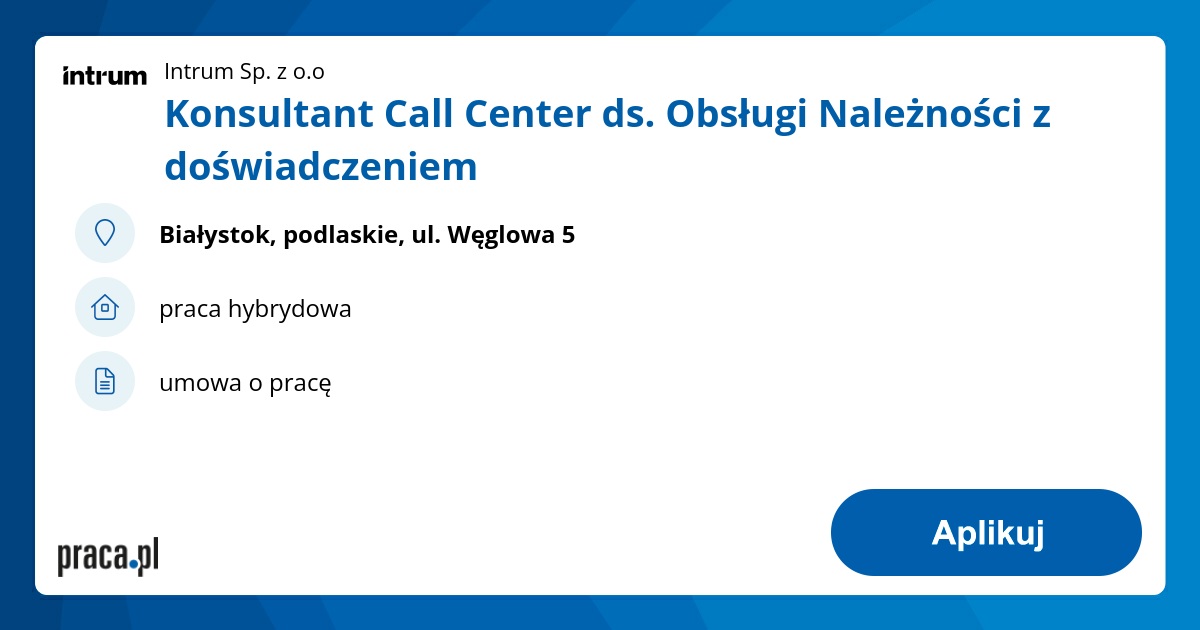 Konsultant Call Center ds. Obsługi Należności z doświadczeniem