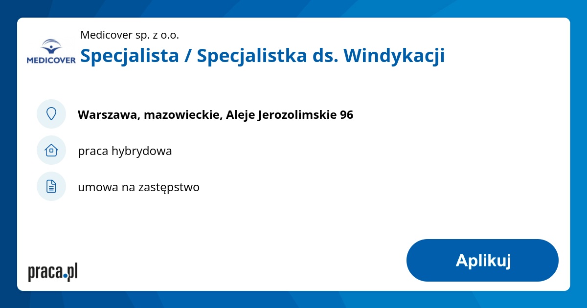 Praca Specjalista / Specjalistka Ds. Windykacji, Warszawa, Medicover Sp ...