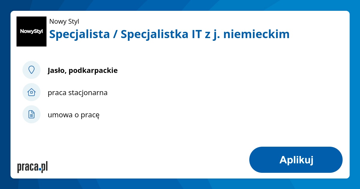 Specjalista / Specjalistka IT z j. niemieckim