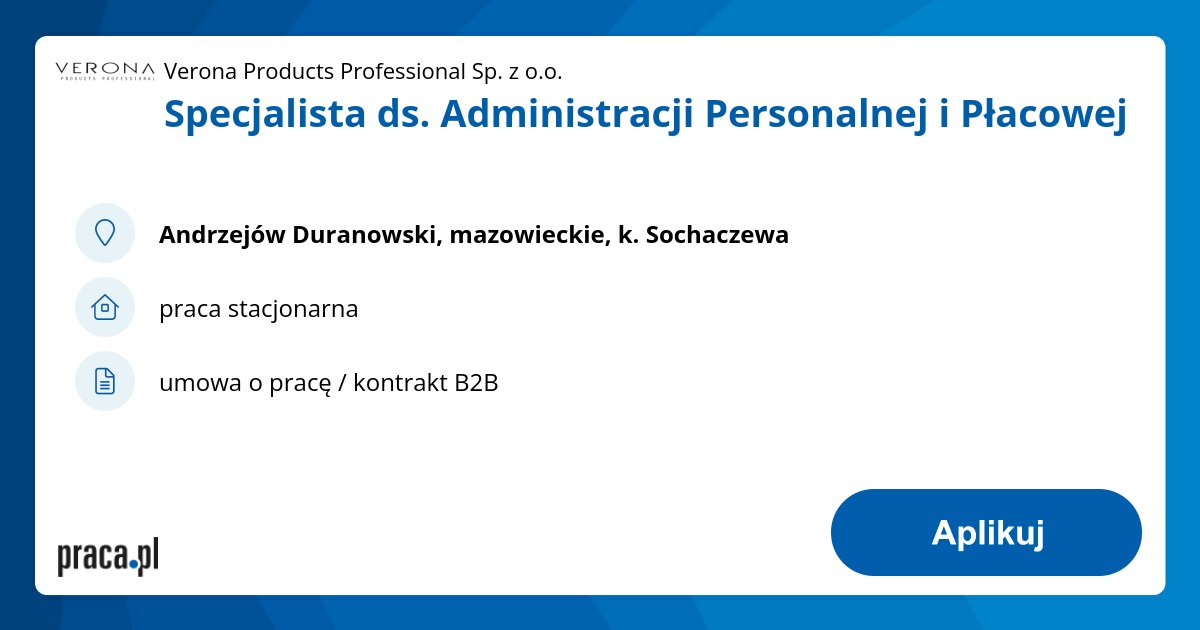 Specjalista ds. Administracji Personalnej i Płacowej