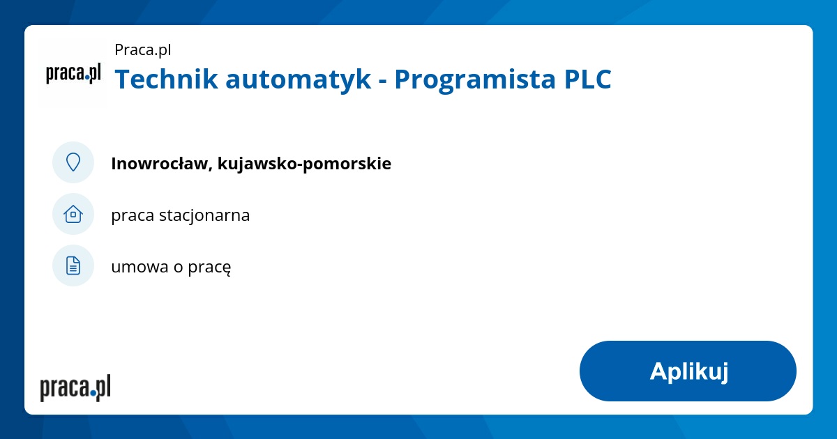 Technik automatyk - Programista PLC