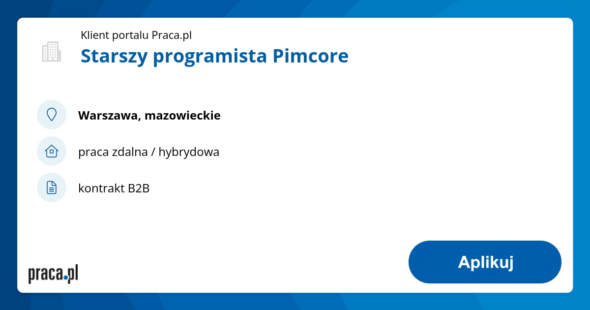 Starszy programista Pimcore