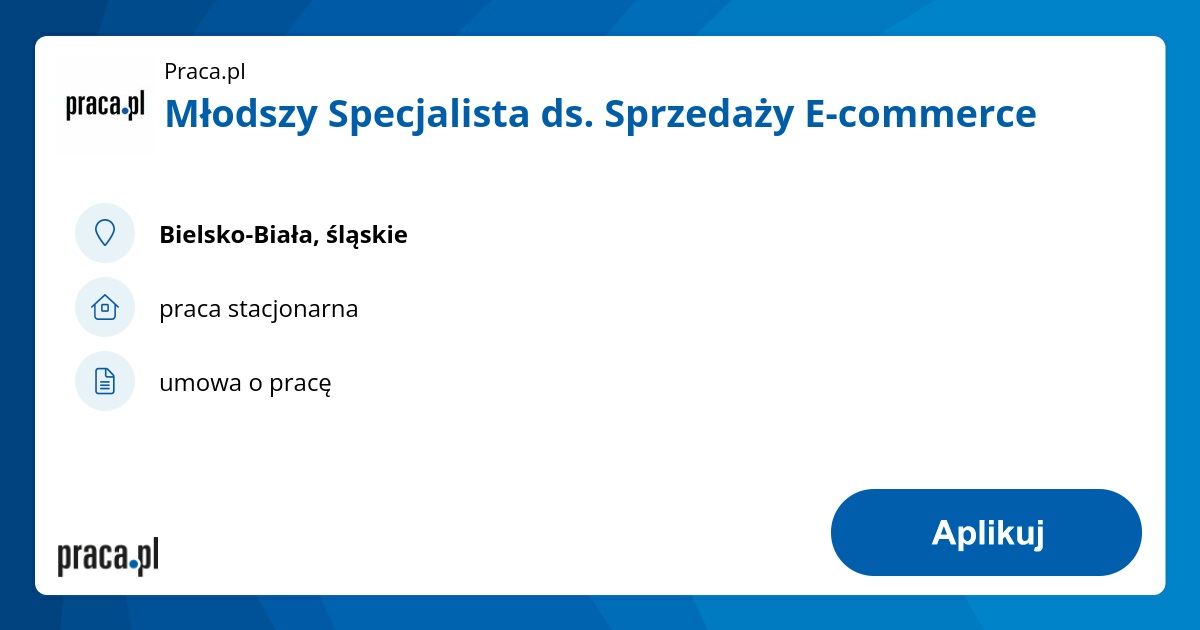 Młodszy Specjalista ds. Sprzedaży E-commerce