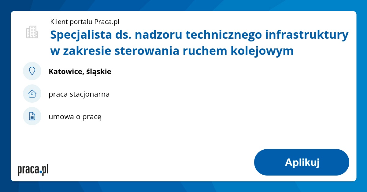 Specjalista ds. nadzoru technicznego infrastruktury w zakresie sterowania ruchem kolejowym