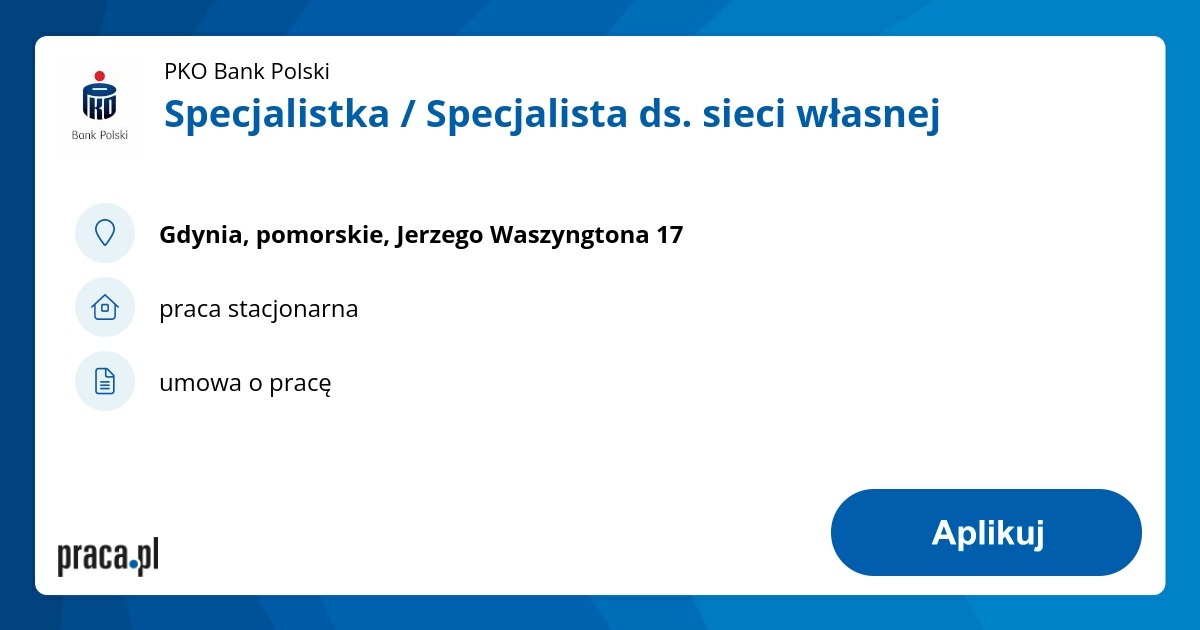 Specjalistka / Specjalista ds. sieci własnej